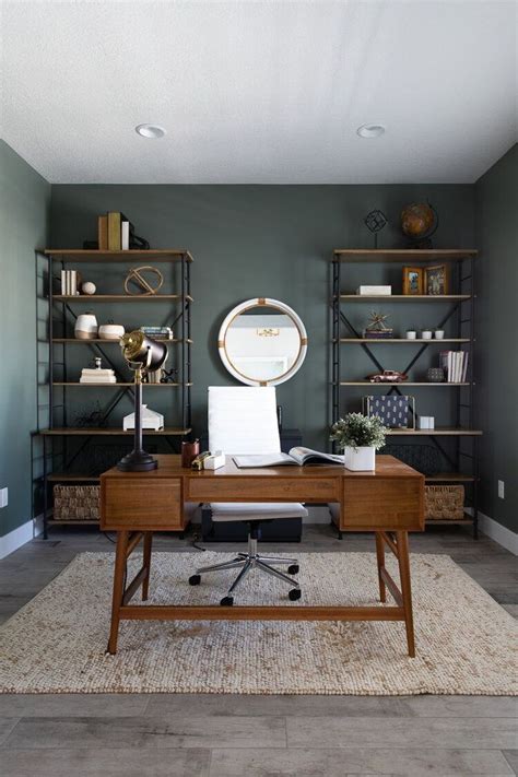 Moody Green Home Office Walls in 2022 | Home office design, Green home ...