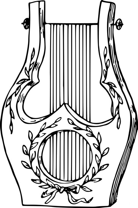 Vintage Lyre Coloring Page Colouringpages