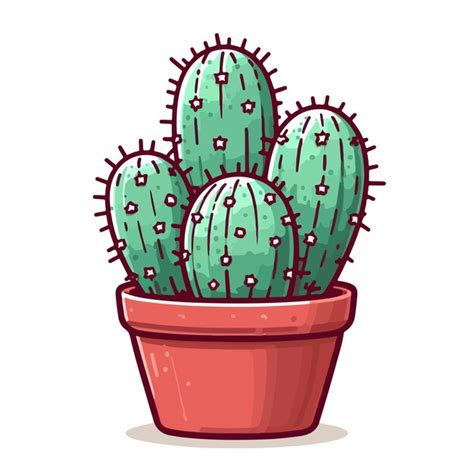 Premium Vector Vectorized Cactus Plant On White Background