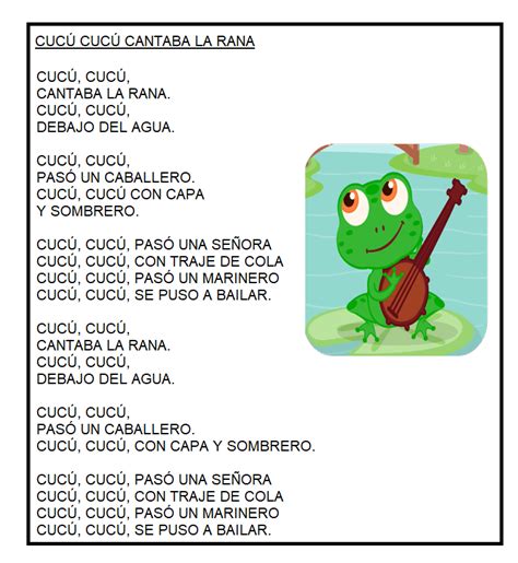 ¡Somos 1°!: ACTIVIDAD N° 4: LA LETRA DE "CUCÚ CUCÚ CANTABA LA RANA"