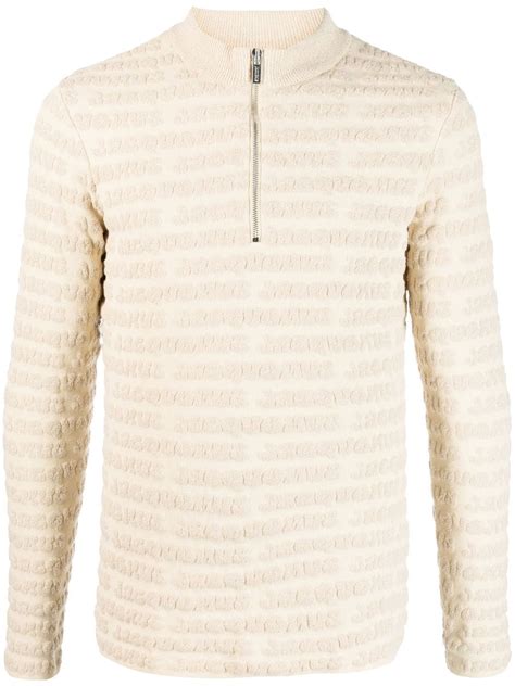 Jacquemus Intarsia Knit Logo Jumper Neutrals Farfetch