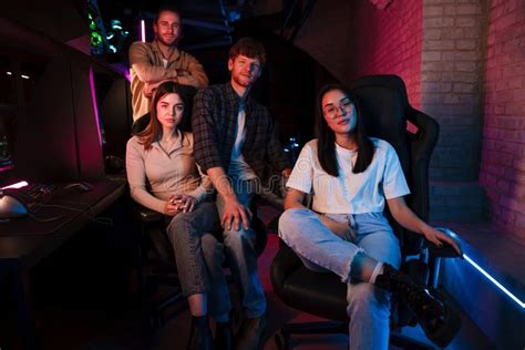 Team of Gamers Sitting in Cybersport Club Stock Photo - Image of ...