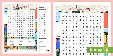 Prefix And Suffix Word Search English Resource Twinkl