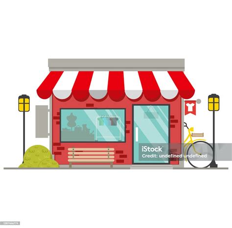 toko pakaian etalase vektor datar ilustrasi stok  gambar