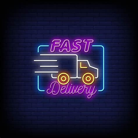 Premium Vector Fast Delivery Logo Neon Signs Style Text