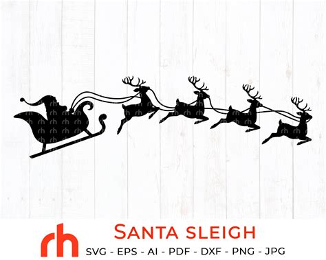 Santa Sleigh Svg Santa And Reindeer Svg Christmas Scene Etsy