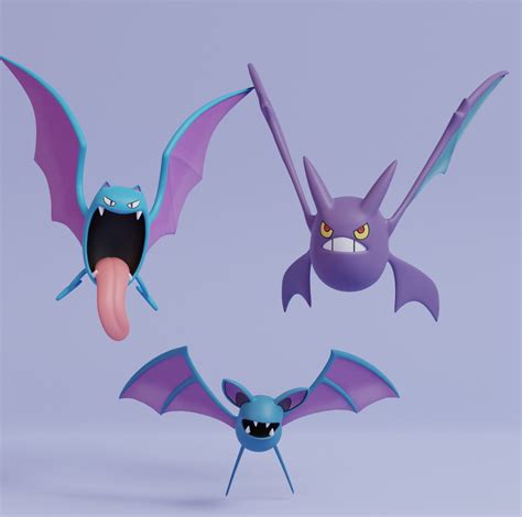 Archivo Stl Pokemon Zubat Golbat Y Crobat Con Poses Plan De