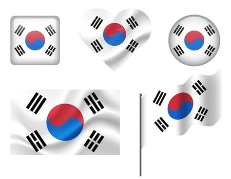 Premium Vector South Korea Flag Set Of Icons Vector Flag Of South