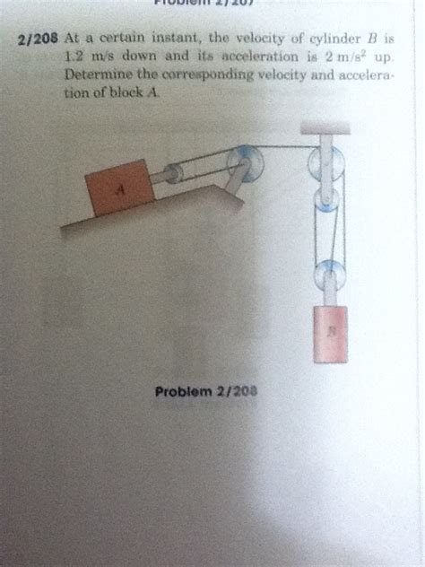 Solved At A Certain Instant The Velocity Of Cylinder B Is Chegg