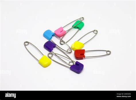 Colorful Safety Pin Isolated On White Background Stock Photo Alamy