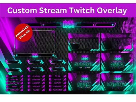 Custom Animated Twitch Overlays Custom Twitch Overlay Package L