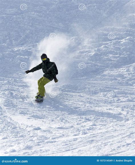 Man Snowboarding In The Snow Stock Image Image Of Piste Boarding