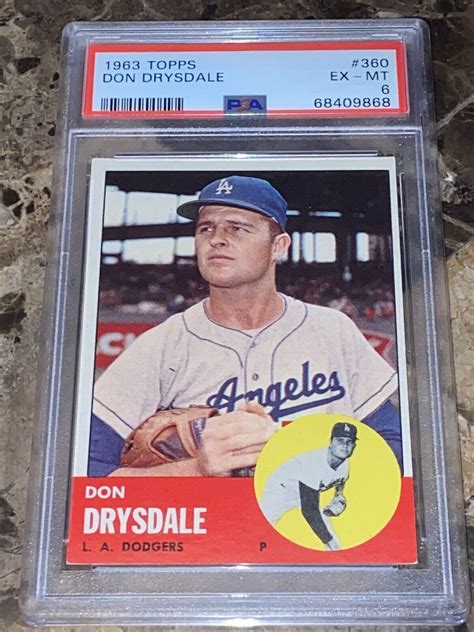 1963 Topps 360 Don Drysdale Dodgers HALL OF FAME PSA 6 EX MT EBay