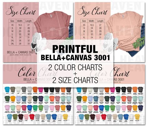 Bella Canvas Color Chart Size Chart In Colors Print Etsy