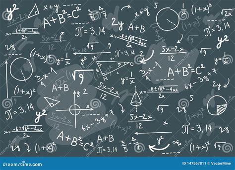 Math Chalkboard Vector Illustration Physics Solving Equation Board