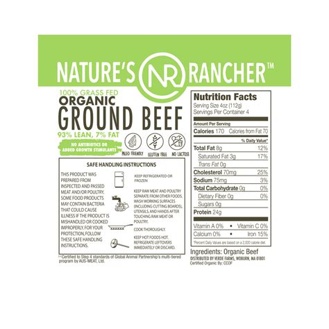 Nature’s Rancher 100 Grass Fed Organic Ground Beef 93 7 Nature S Rancher