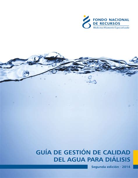 Gu A De Gesti N De Calidad Del Agua Para Di Lisis