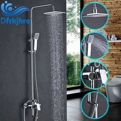 LED Bathroom Basin Shower Faucet Temperature Display Shower Set Hot And Cold Water 8 Shower Head