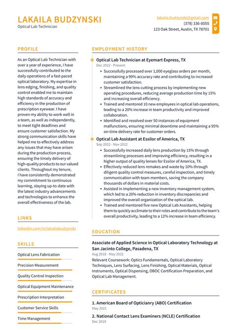 Costco Optical Lab Technician Resume Examples ResumeCat