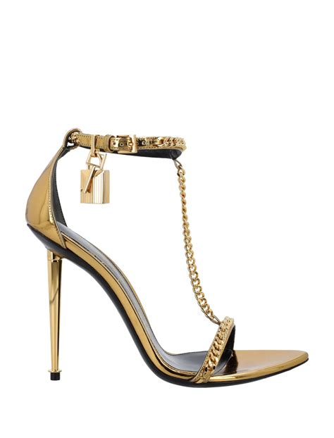 Tom Ford Mirror Leather Padlock Pointy Naked Sandal In Metallic Lyst