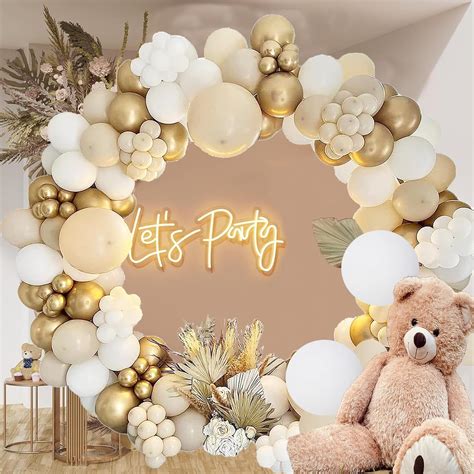 Amazon White Sand Gold Balloon Garland Arch Kit Pcs White