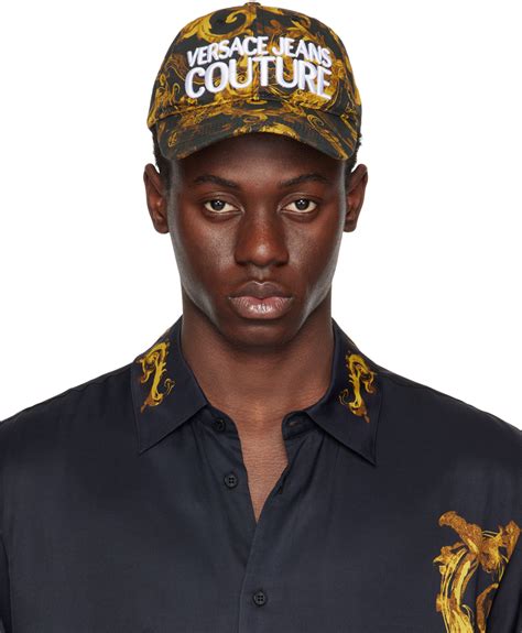 Black Gold Watercolor Couture Baseball Cap By Versace Jeans Couture