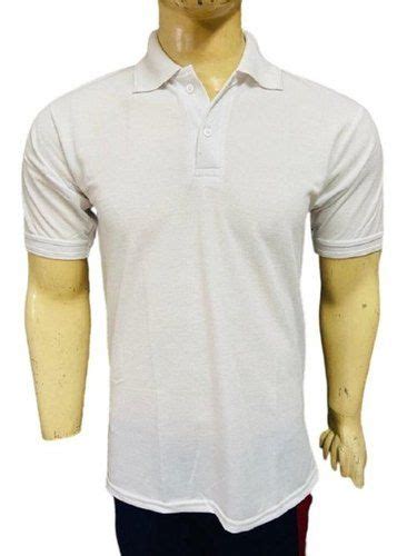 Comfortable And Washable Spun Matty Fabric Stylish White Collar T Shirt