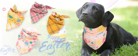 Scheppend Set Of 4 Easter Dog Bandanas Cute Rabbit And