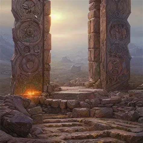 The Great Stone Gates Of Runic Magic Art By Donato Stable Diffusion