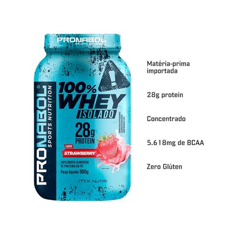 Whey 100 Isolado Strawberry 900g Pote Pronabol