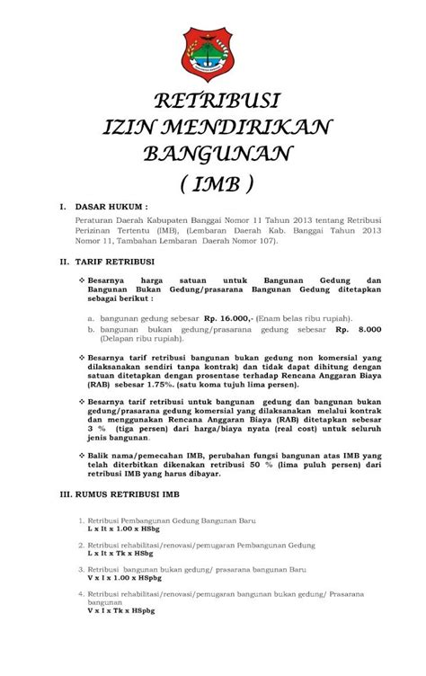 Pdf Retribusi Izin Mendirikan Bangunan Imb Banggaikab Go Id