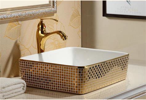 Rectangular Mosaic Gold Bathroom Basin Royal Toiletry Global