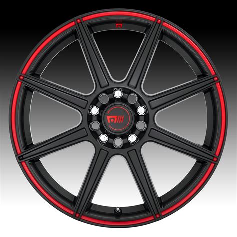 Motegi Racing Mr Cs Satin Black Red Stripe Custom Wheels Rims