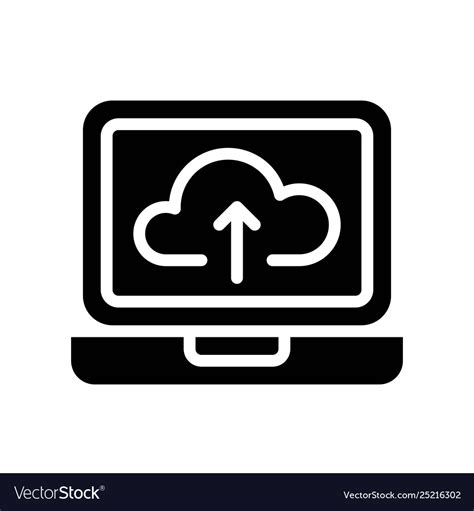 Cloud Upload Social Media Solid Style Icon Vector Image