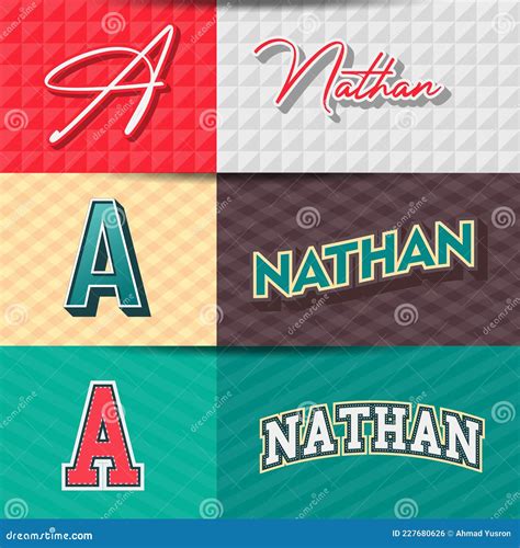 Male Namenathan In Various Retro Graphic Design Elements Set Of