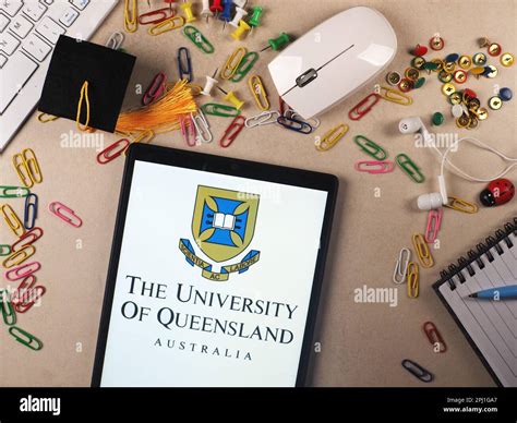 In this photo illustration, The University of Queensland logo seen ...