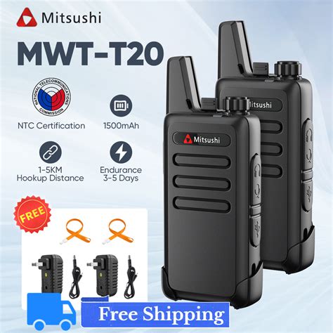 2 Pcs Walkie Talkies Mitsushi MWT T20 Walkie Talkie Set 5W 16 Channel