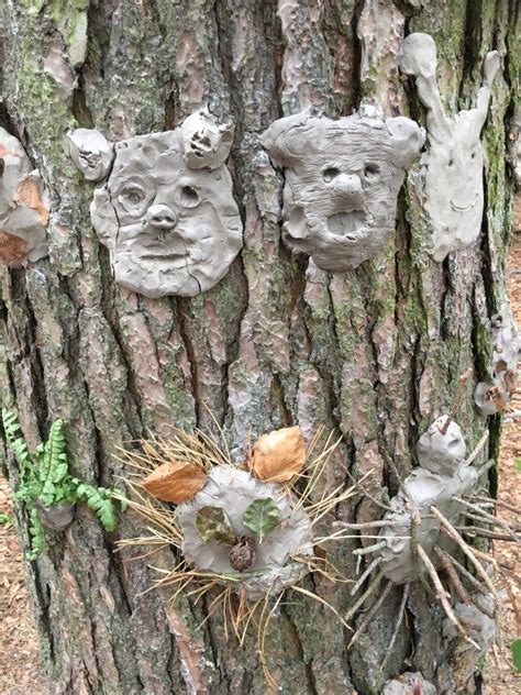 Clay Faces Tree Sculptures With Images Clay Faces Nature Crafts