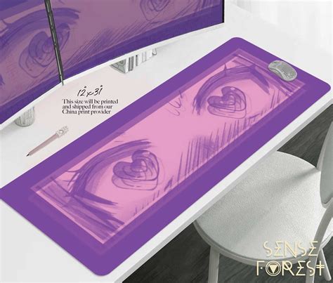 Shojo Manga Loving Eyes Purple Desk Mat Japanese Kawaii Anime Girl