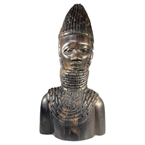 Ebony Benin Kingdom, Bust Carving Of A Young Nigerian Warrior, 1970’s ...