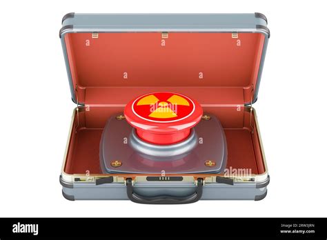 Nuclear Briefcase Nuclear Red Button Inside Briefcase 3d Rendering Isolated On White