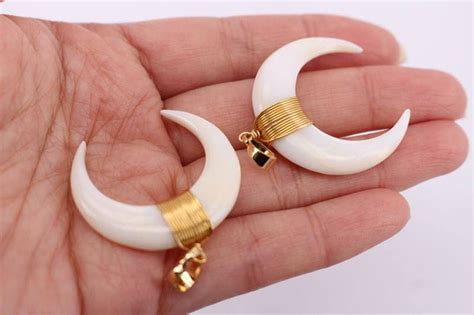 Hot Pcs X Mm White Color Ox Horn Bull Bone Crescent Moon Etsy