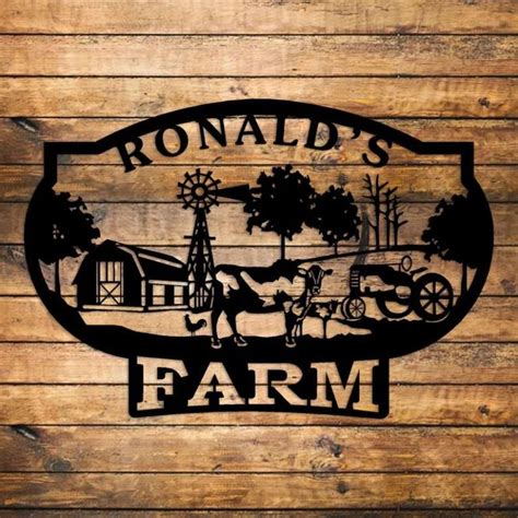 Personalized Metal Farm Sign Outdoor Farm Decor with Chicken, Cow, Barn ...