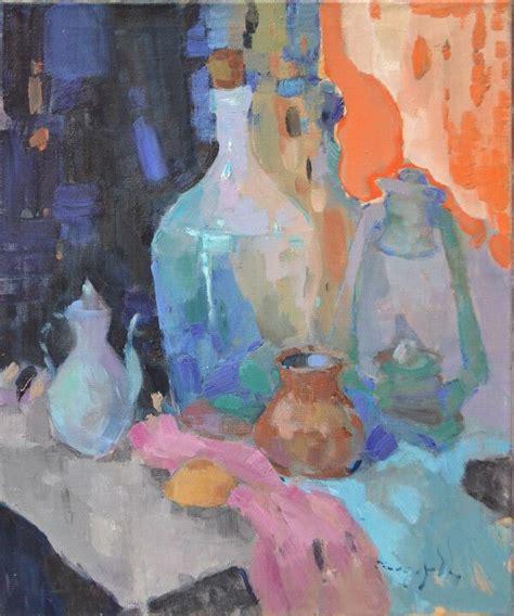 Bottle And Lamp Painting By Alexander Shandor Artmajeur Arte