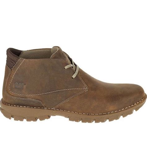 Caterpillar Mitch Mens Dark Beige Leather Lace Up Chukka Boots