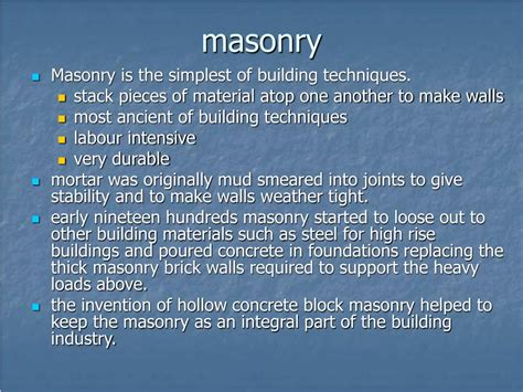 Ppt Masonry Powerpoint Presentation Free Download Id5399339