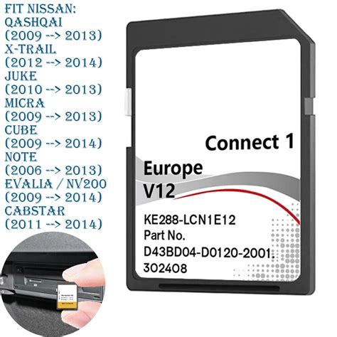 Connect V Sat Nav Sd Card For Nissan Qashqai Juke Cube Notes Micra