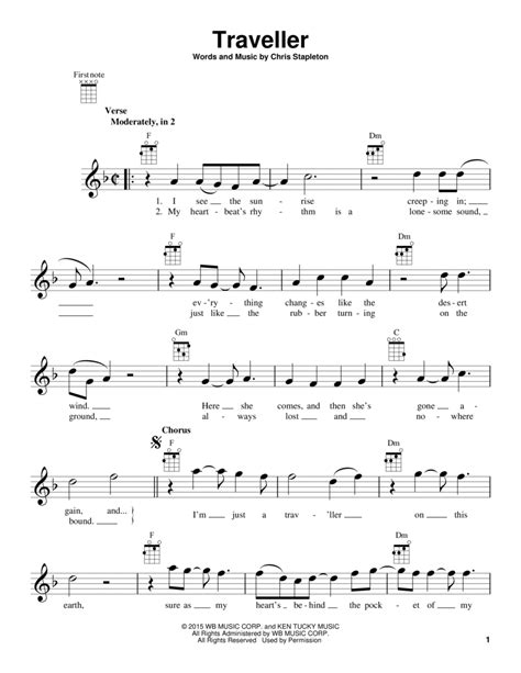 Traveller By Chris Stapleton Ukulele Digital Sheet Music Sheet