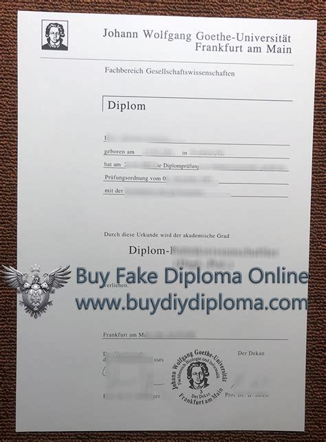 Buy A Fake Johann Wolfgang Goethe Universit T Frankfurt Am Main Diploma