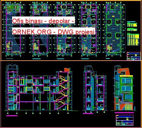 Ofis Binas Depolar Dwg Projesi Autocad Projeler